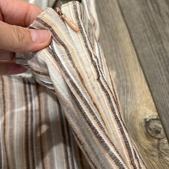 Indigo Rein Striped Jumpsuit - White and Brown - Picture 3 of 10